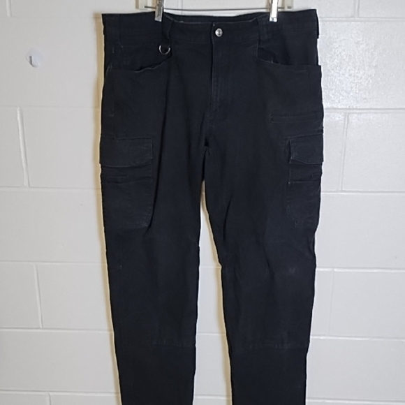 Hammer Down Heavy Duty Black Cargo Pants Sturdy Fabric Double knees & leg Hem - Picture 2 of 16